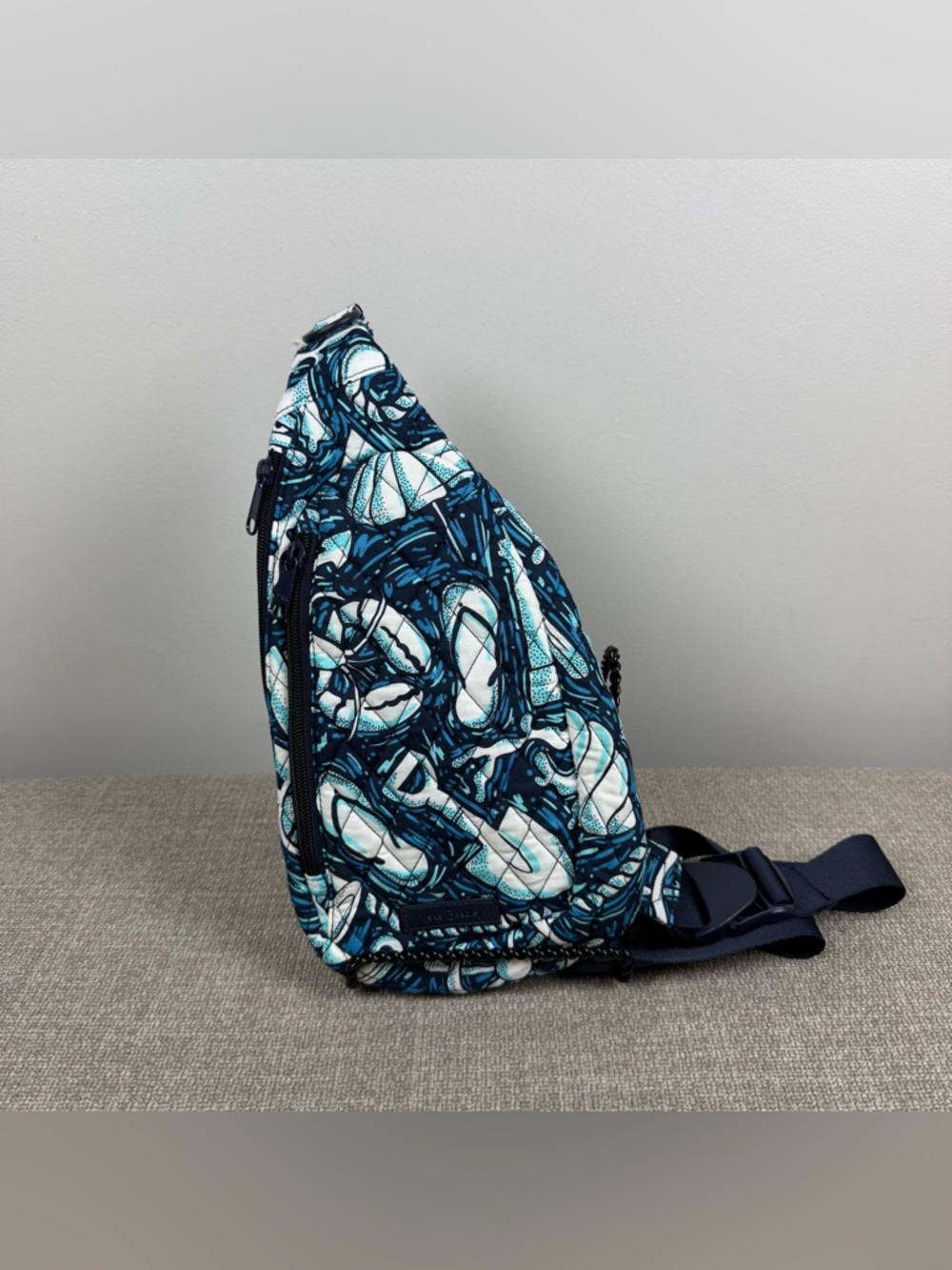 Vera Bradley Essential Sling Quilted Backpack Shore Enough Blue Coastal Nautical